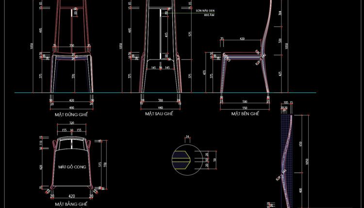 190.Autocad Drawing Of Walnut Chairs Details For Download
