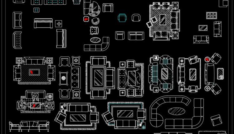 191.CAD Blocks Furniture for Living room