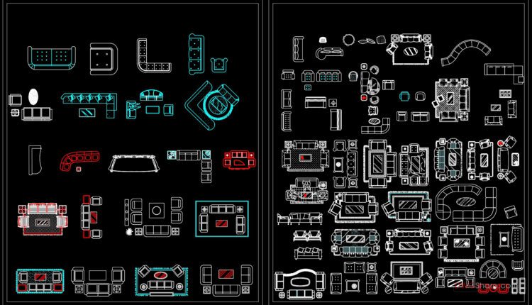 191.CAD Blocks Furniture for Living room