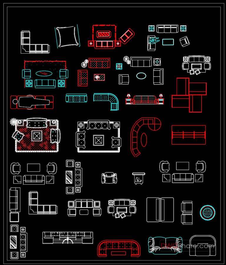 192.CAD Blocks Furniture for Living room