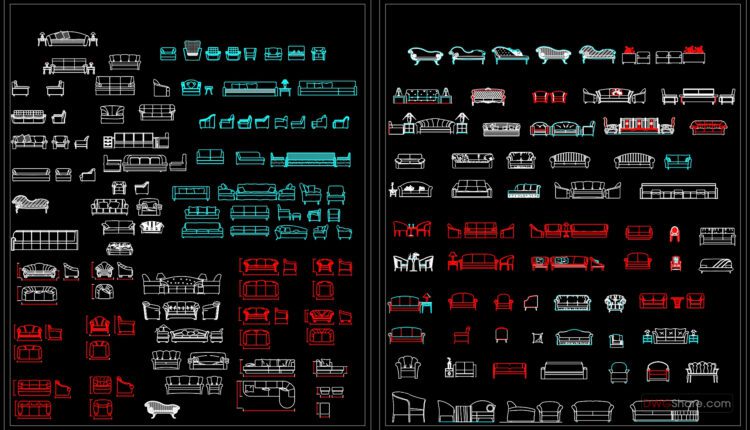 193.CAD Blocks Furniture for Living room