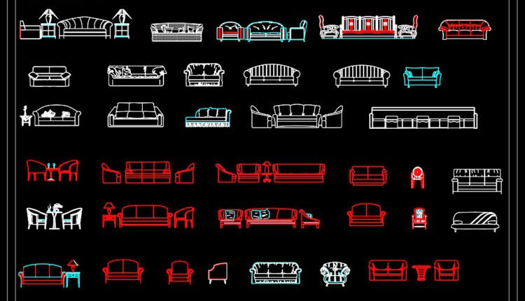 193.CAD Blocks Furniture for Living room