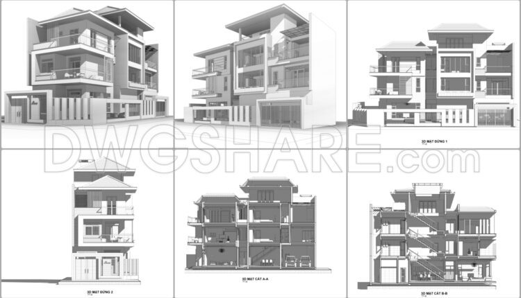 3-Story House A Complete Project PDF File 7.1×23m