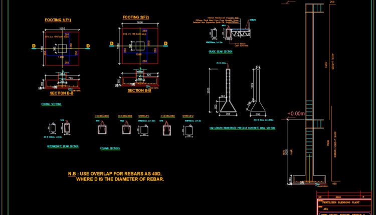 35.Autocad Drawing Of Industrial Plant Substructure Details For Download