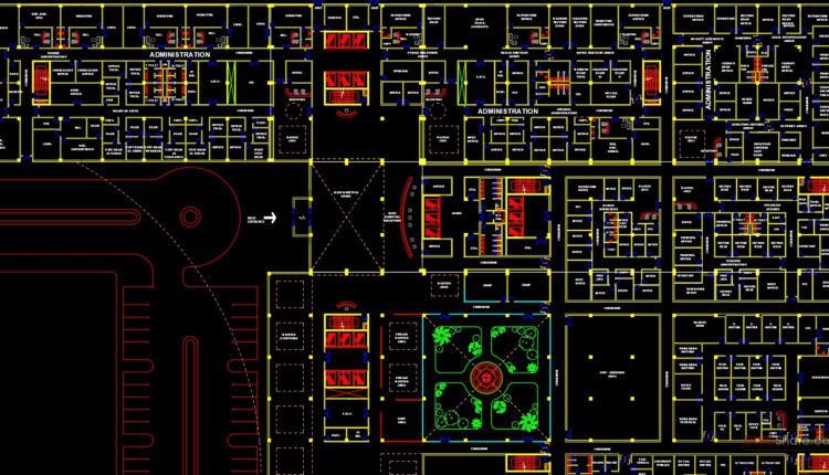 36.Autocad Drawing Of Industrial Plant Ground Floor Plan Layout For Download