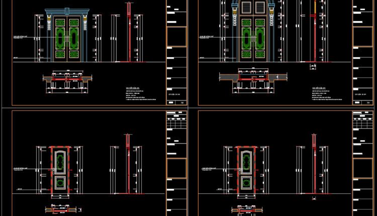 367.Free cad blocks detail doors DWG download