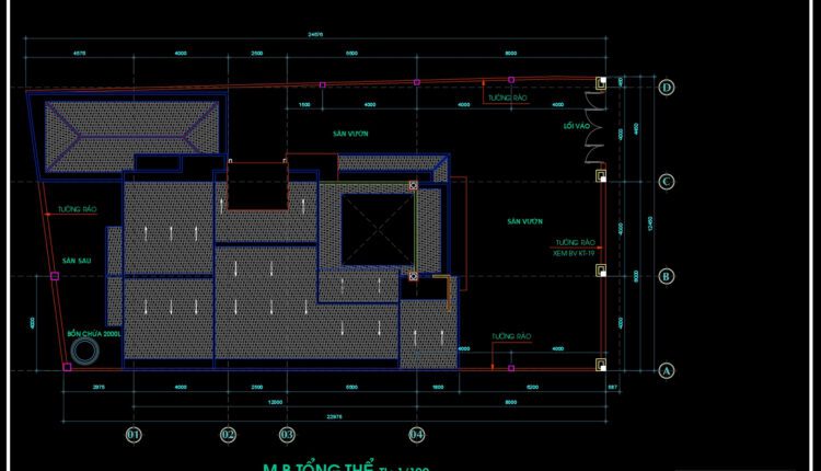 4-Stories House a Complete Project AutoCAD File 8x12m