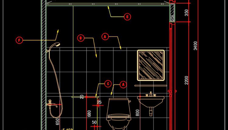91.WC Layout elevations details AutoCAD drawing download