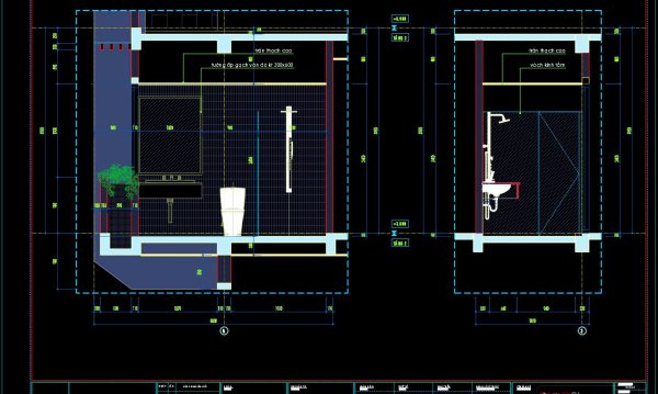 95.WC Layout Plan and elevations details AutoCAD drawing download
