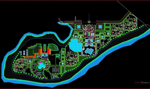 Autocad Drawing Of Planning and Design Resort, Spa For Download