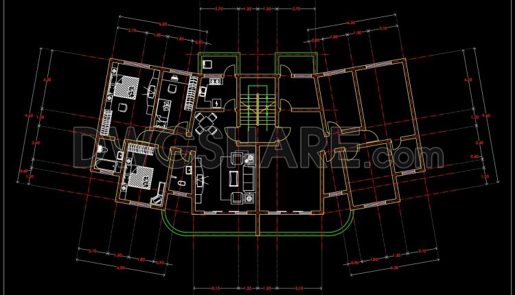 125.Apartment Plan AutoCAD File Free Download