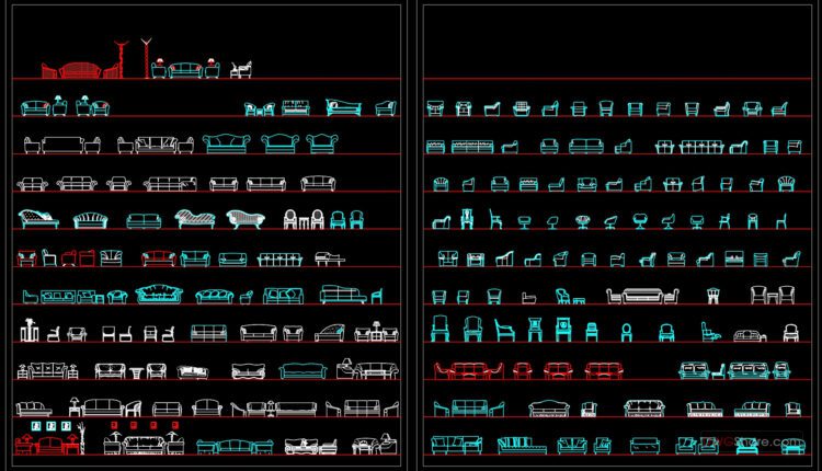 195.CAD Blocks Furniture for Living room