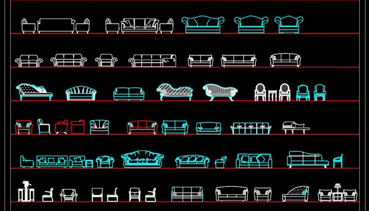 195.CAD Blocks Furniture for Living room