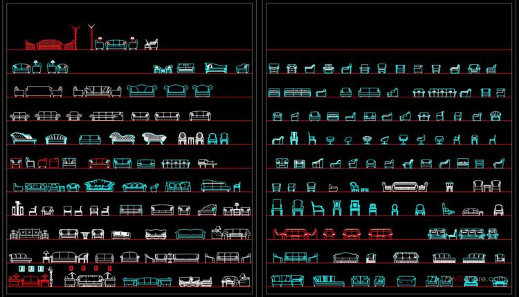 196.CAD Blocks Furniture for Living room