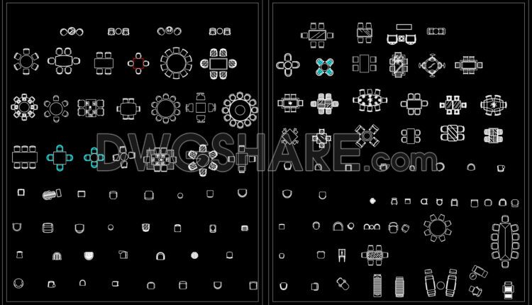 199.CAD Blocks Furniture for Kitchen and Dining room