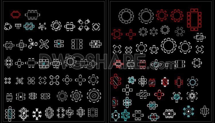 200.CAD Blocks Furniture for Kitchen and Dining room
