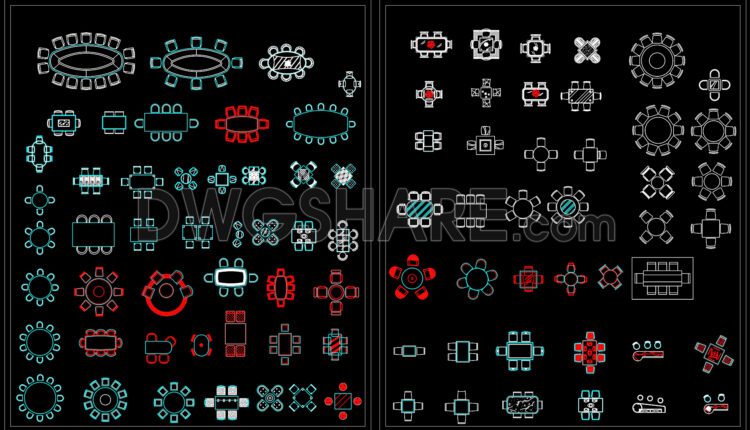 201.CAD Blocks Furniture for Kitchen and Dining room