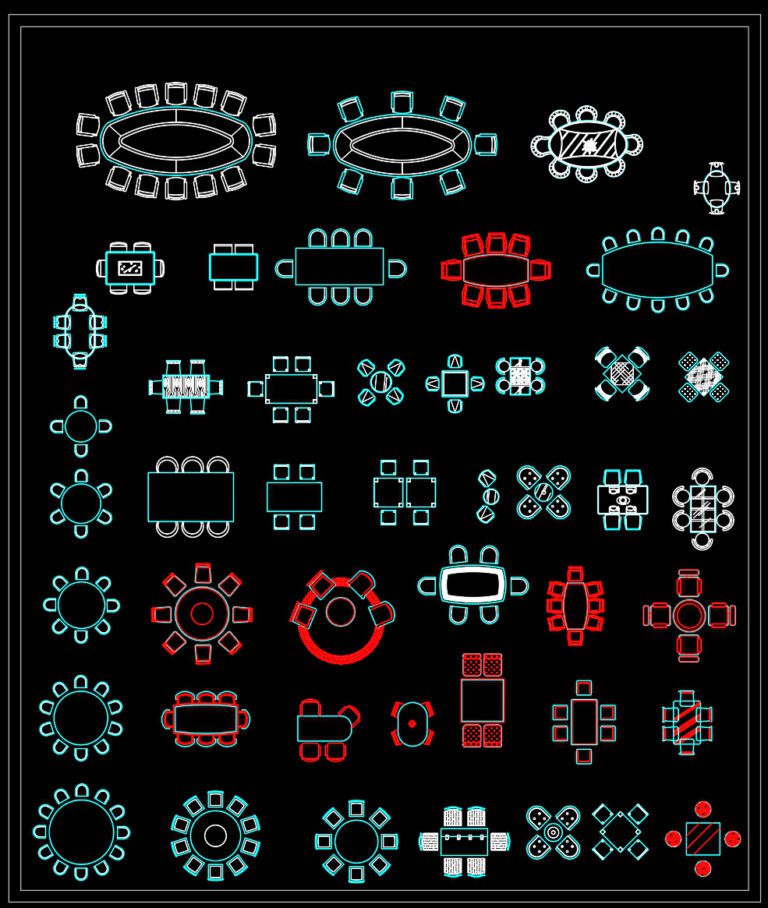 201.CAD Blocks Furniture for Kitchen and Dining room