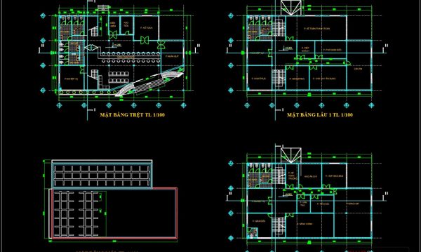 3-Story Bank A Complete Project AutoCAD File 15mx25m
