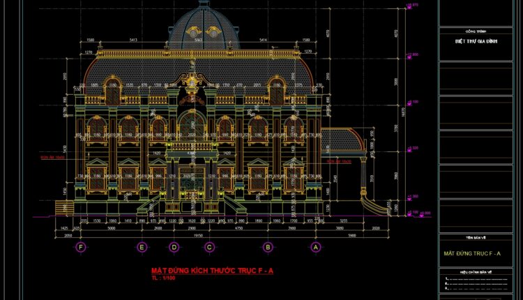 3-Story Classic Villa Faces Details AutoCAD File 16.5x19m (3)