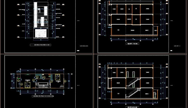 3-Story House A Complete Project AutoCAD File 5mx15m