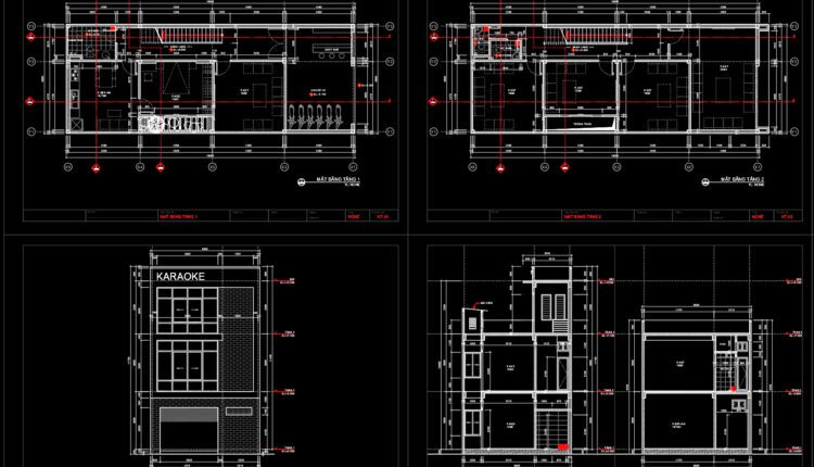 3-Story House A Complete Project AutoCAD File 6.8mx18m