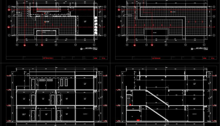 3-Story House A Complete Project AutoCAD File 6.8mx18m