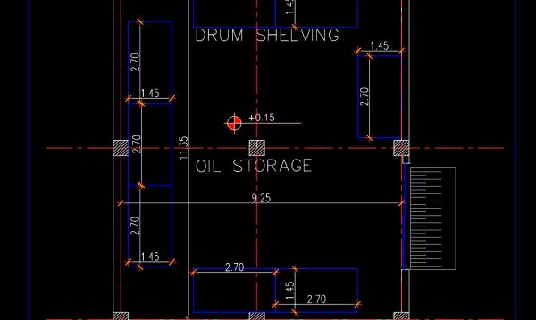 37.Autocad Drawing Of Oil and Gear Storage For Download