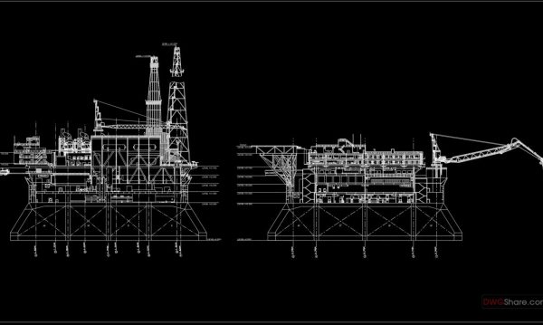 39.Autocad Drawing Of Oil Platform Elevation For Download