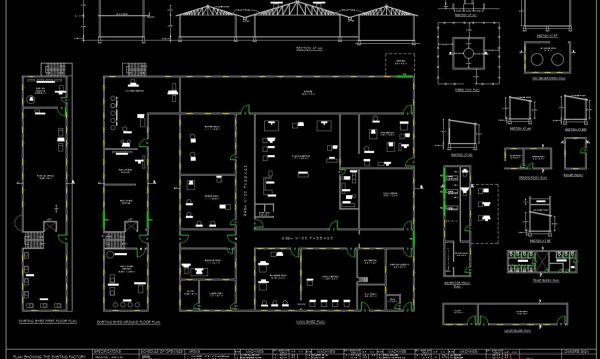 40.Autocad Drawing Of Factory Building Plan and Elevation For Download
