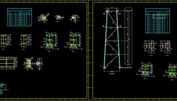 63.Free Download of Belt Conveyor Foundation and Steel Connection Autocad Drawing DWG
