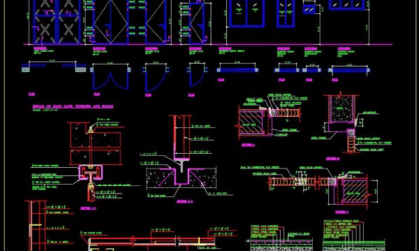 67.Free Download of Steel Sliding Door Details Autocad Drawing DWG