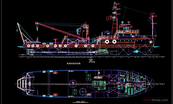 70.Autocad Drawing Of Fishing Boat For Download