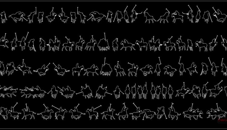 80.Free Download Of People Silhouettes Horse Polo Autocad Drawing DWG