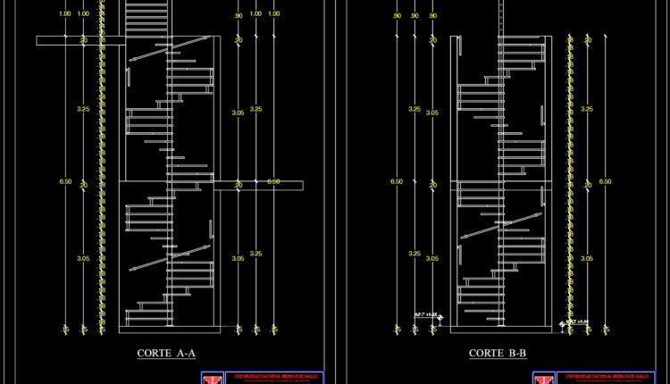 85.Detailed drawings of spiral staircases in autocad file