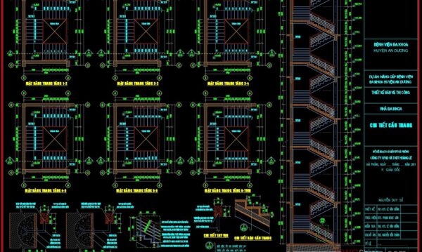 88.Detailed drawings of stairs and balcony in autocad file