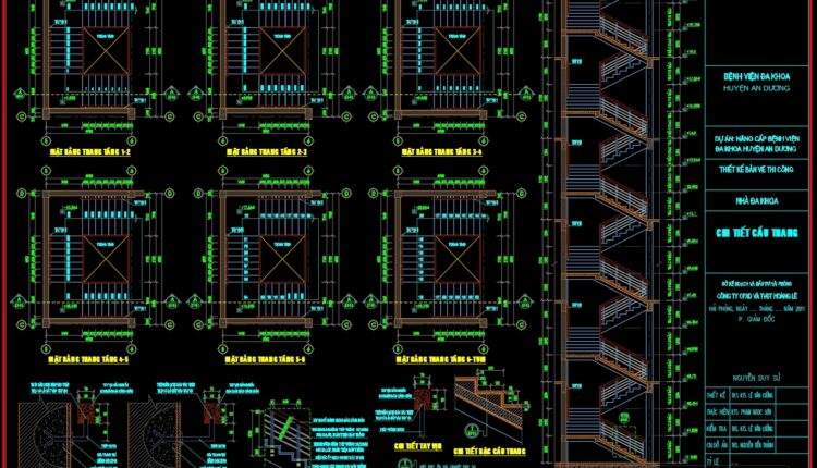 88.Detailed drawings of stairs and balcony in autocad file