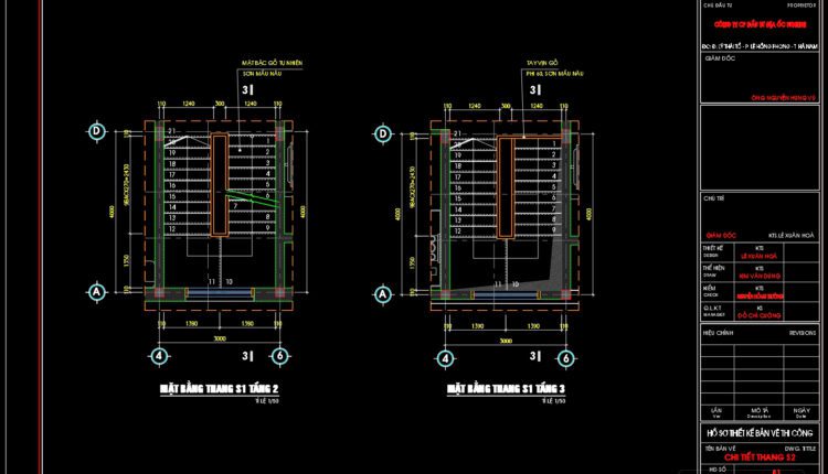 90.Detailed drawings of stairs in autocad file