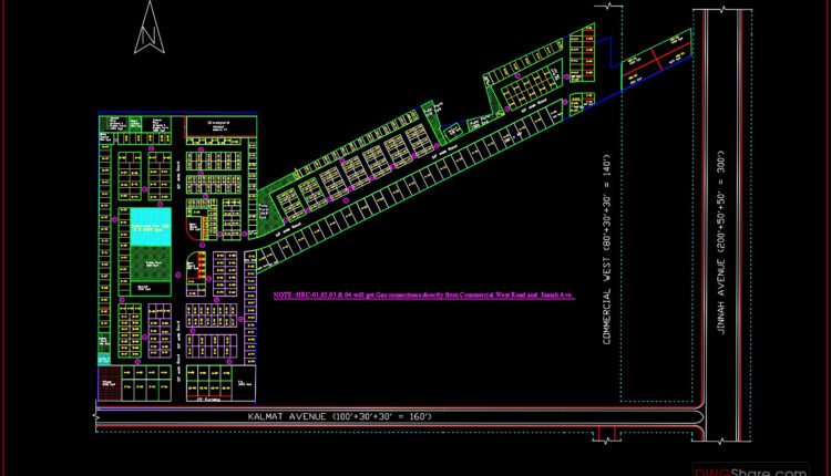 92.Autocad Drawing Of Town Planing For Download