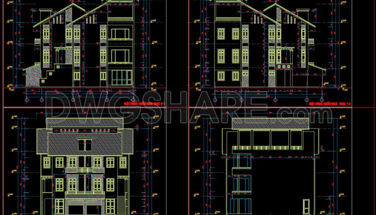Autocad Drawing Of 4-Story Modern Villa 15.9m x17.2m For Download (2)