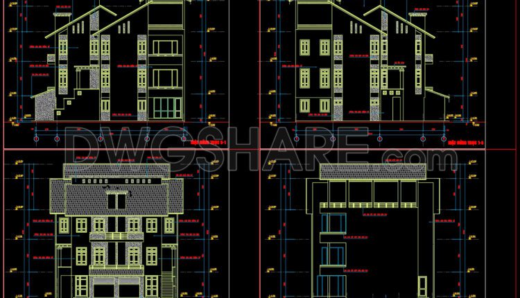 Autocad Drawing Of 4-Story Modern Villa 15.9m x17.2m For Download (3)