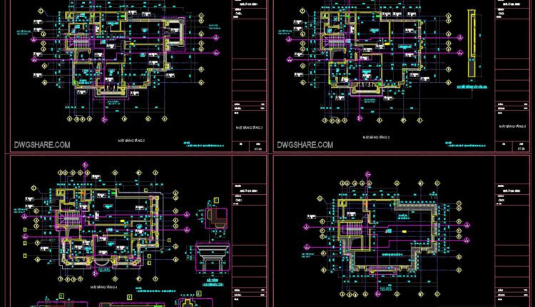 Autocad Drawing Of 5-Story Classic Villa 9.6mx13.9m For Download (2)