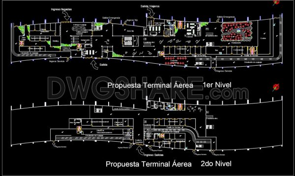 Autocad Drawing Of Plans Xela Air Terminal For Download