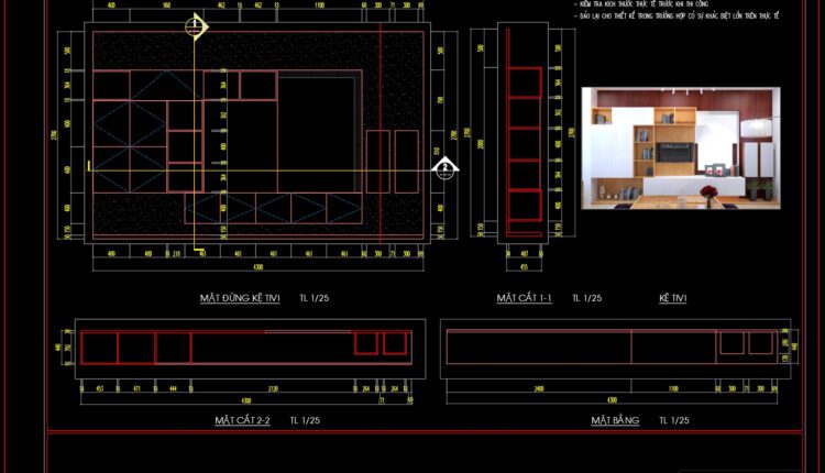 Detailed Drawings Of Living room In Autocad File