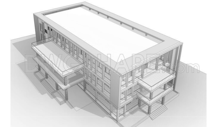 Drawing Of 3-Story Office Building For Free Download