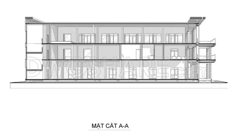Drawing Of 3-Story Office Building For Free Download