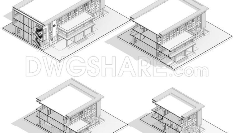 Drawing Of 3-Story Office Building For Free Download