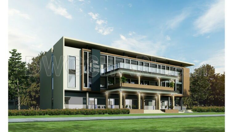 Drawing Of 3-Story Office Building For Free Download