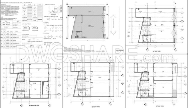 Drawing Of 7-Story House A Complete Project 8.9m x 10.1m For Download