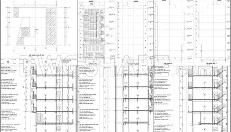 Drawing Of 7-Story House A Complete Project 8.9m x 10.1m For Download